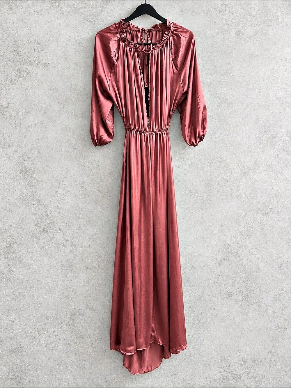 Zara Dusty Rose Satin Look Cutout Maxi Dress β Medium